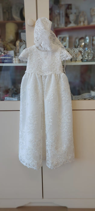 christening dress floral lace cap sleeves girls baptism gown