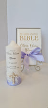 christening candle bible set