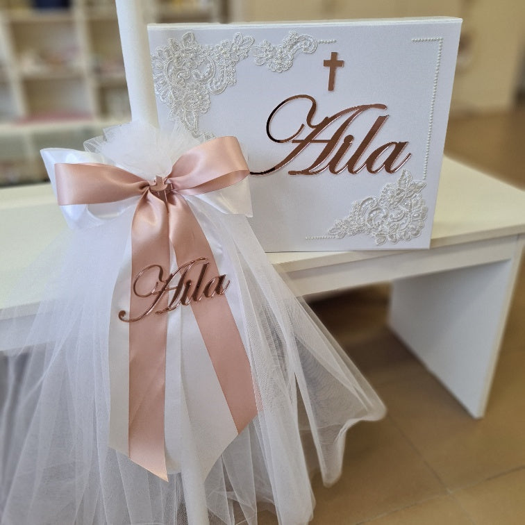 orthodox christening candle personalised with name