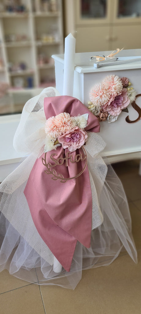 orthodox christening candle personalised with name