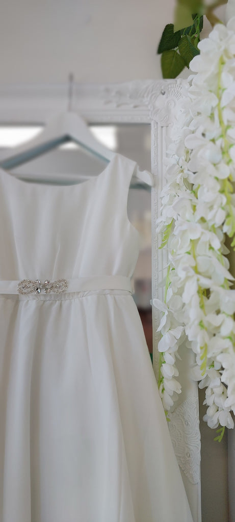 communion dress chiffon tulle beaded sash