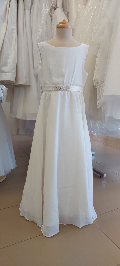 communion dress chiffon tulle beaded sash