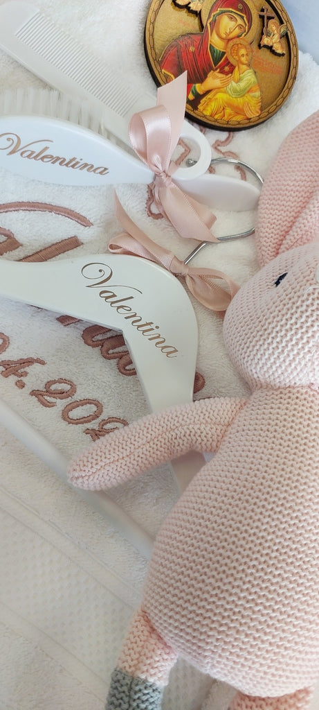 kids personalised christening coat hanger