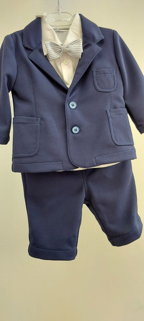 boys navy suit striped bow tie italian european suit