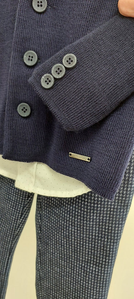 boys navy cardigan suit striped bow tie italian european suit