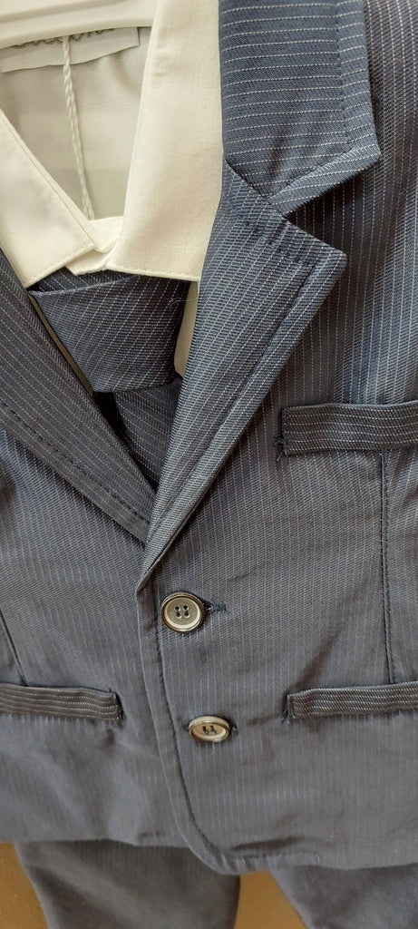 boys navy cardigan suit striped bow tie italian european suit
