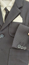 boys navy cardigan suit striped bow tie italian european suit pocket square