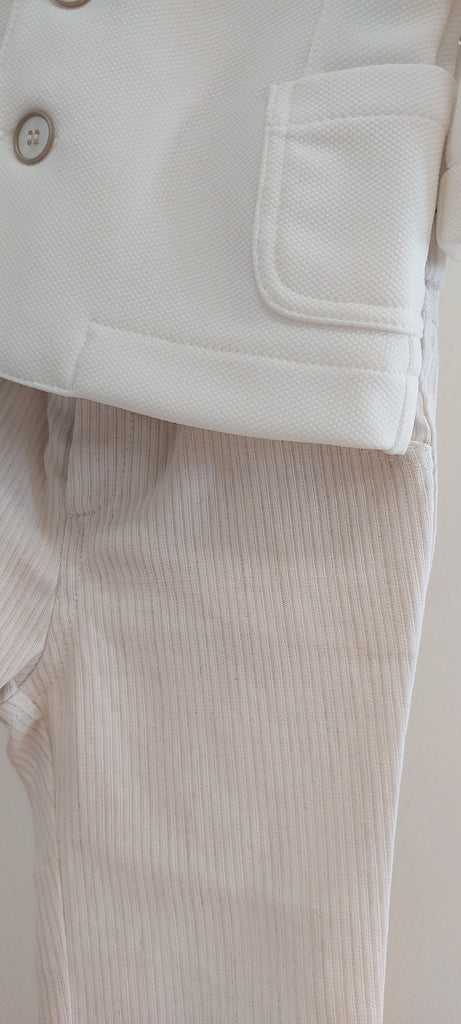 boys white suit tan bow tie cap hat