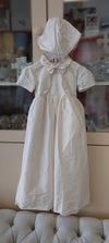 silk christening baptism gown with bowtie
