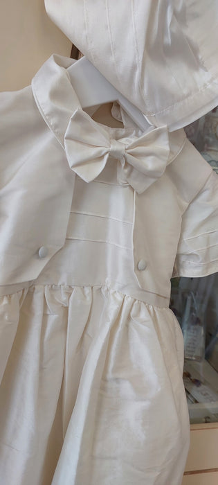 silk christening baptism gown with bowtie