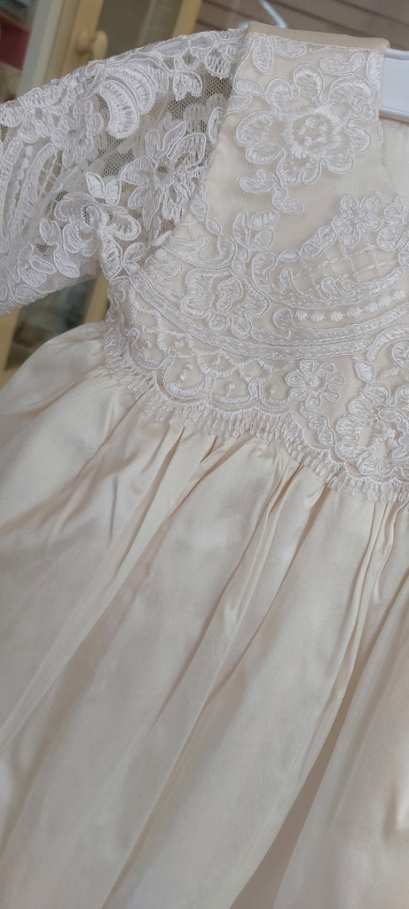christening baptism gown with lace & silk boys girls
