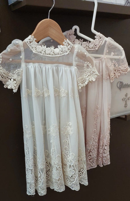 vintage lace girls christening dress