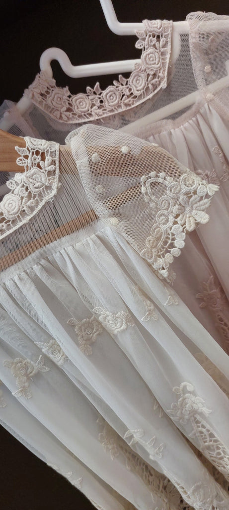 vintage lace girls christening dress