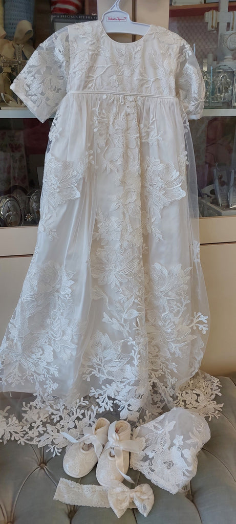 christening baptism gown embroidered lace