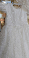 christening baptism girls gown sequin lace ruffle sleeve
