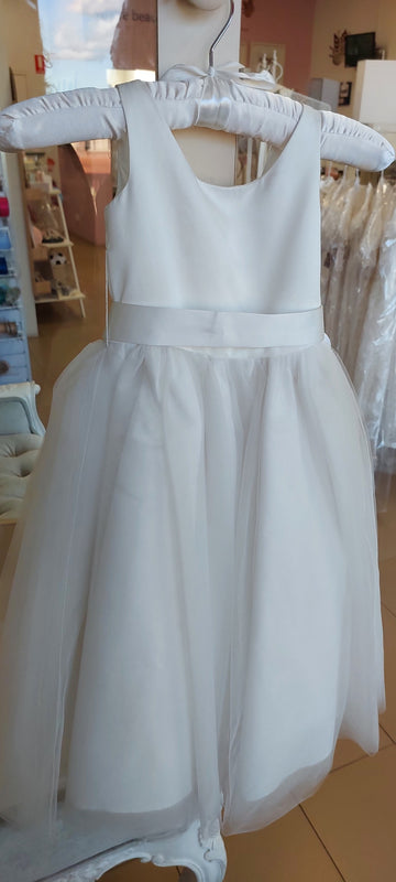 christening baptism gown white satin tulle