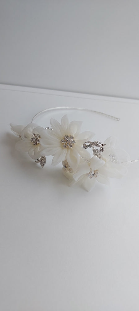 swarovski pearl communion floral headband
