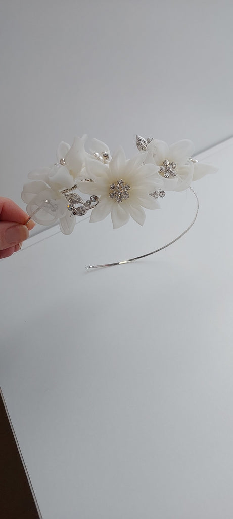 swarovski pearl communion floral headband