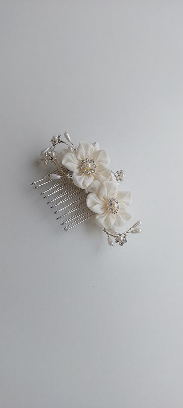 swarovski pearl communion floral hair comb