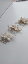 swarovski pearl communion floral hair comb