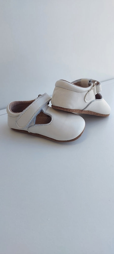 leather christening baptism shoes t bar white