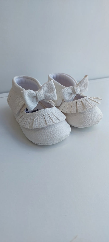 white moccassins christening baptism shoes girls boys