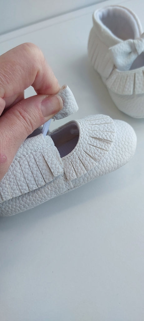 white moccassins christening baptism shoes girls boys