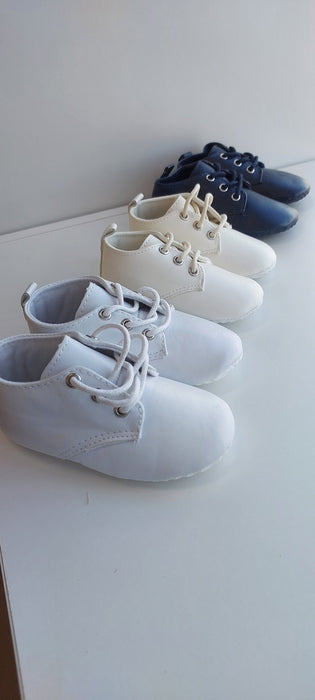 unisex leather look boys girls  lace-up shoes
