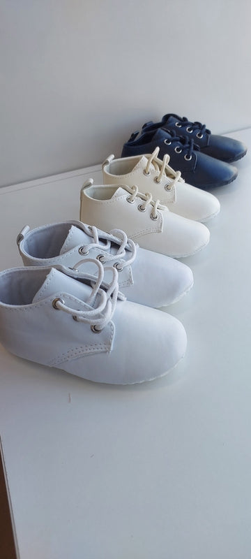 unisex leather look boys girls  lace-up shoes