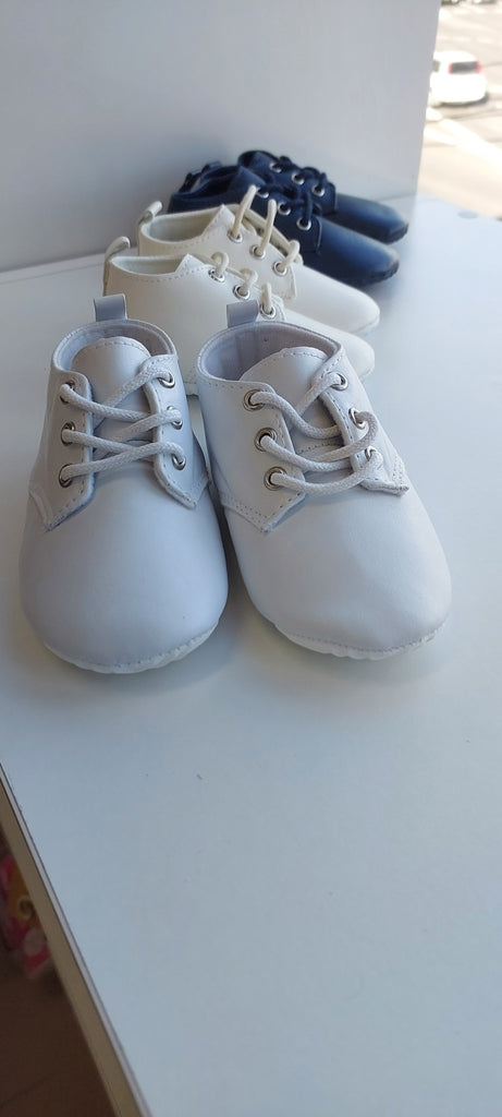 unisex leather look boys girls lace-up shoes