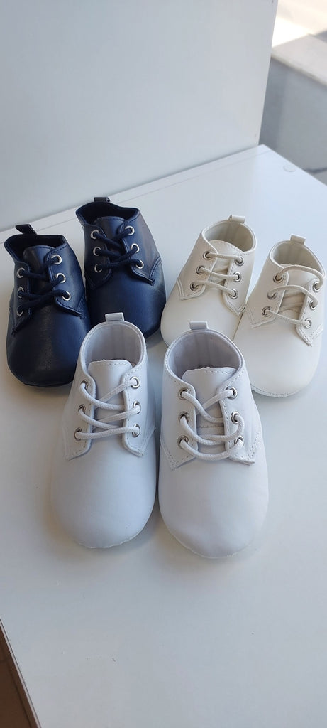 unisex leather look boys girls lace-up shoes