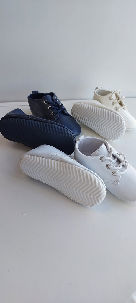 unisex leather look boys girls lace-up shoes