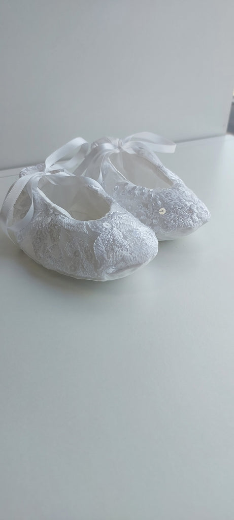 silk lace christening baptism booties shoes