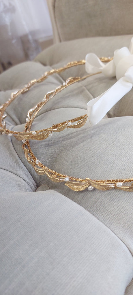 greek orthodox wedding crowns stefana olive leaves freshwater pearls