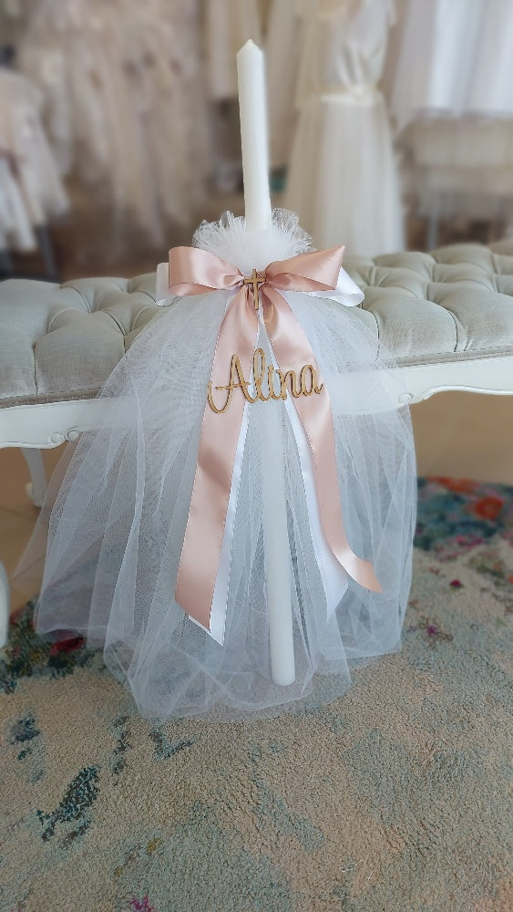 orthodox christening candle personalised with name