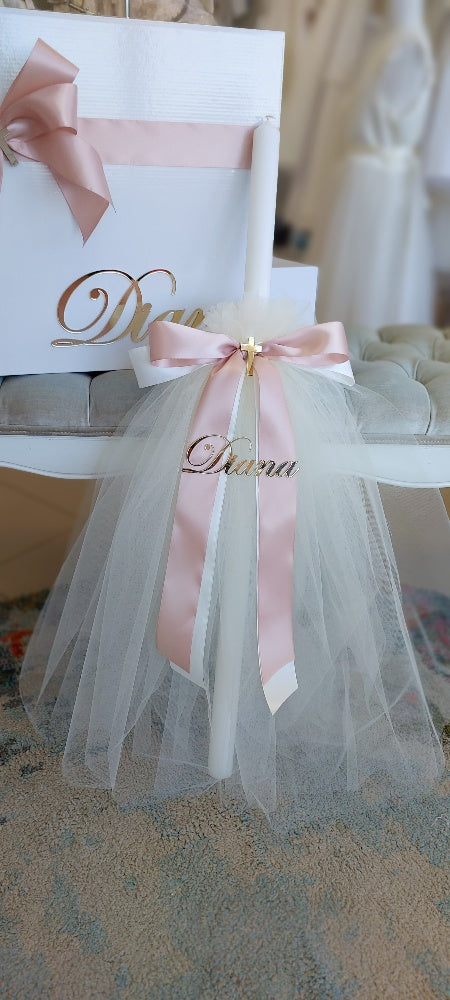 orthodox christening candle personalised with name