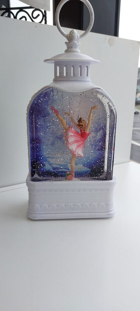 ballerina snowglobe glitter light up lantern