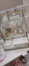 christening wedding keepsake box gold glass stefana box