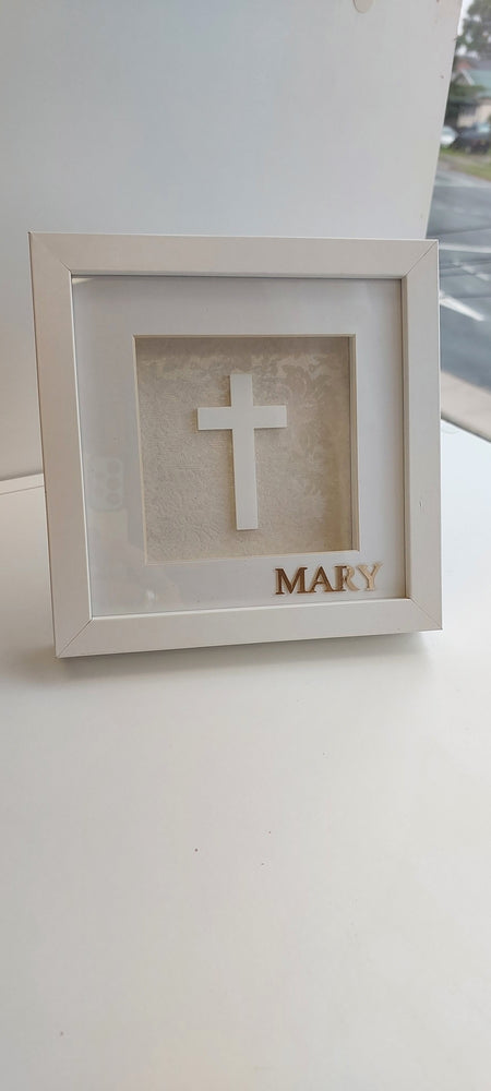 white christening frame personalised baptism frame