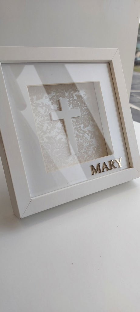 white christening frame personalised baptism frame