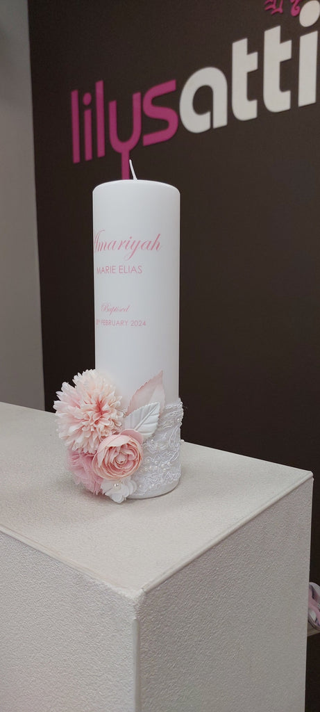 baptism girls christening candle personalised
