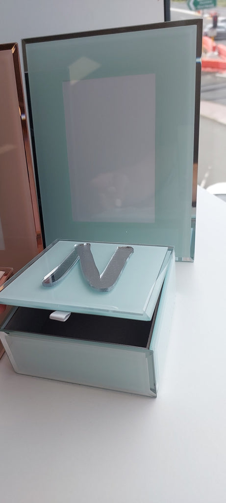 frame and glass trinket box personalised christening baptism