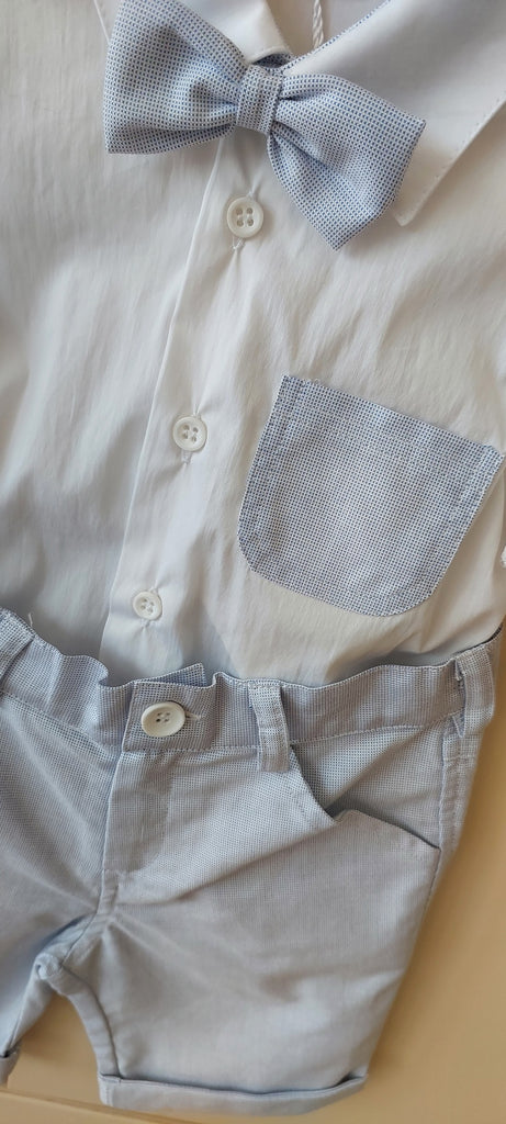 boys shorts bowtie christening baptism set