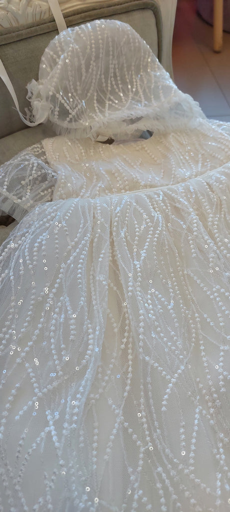 beaded lace silk christening dress girls baptism gown