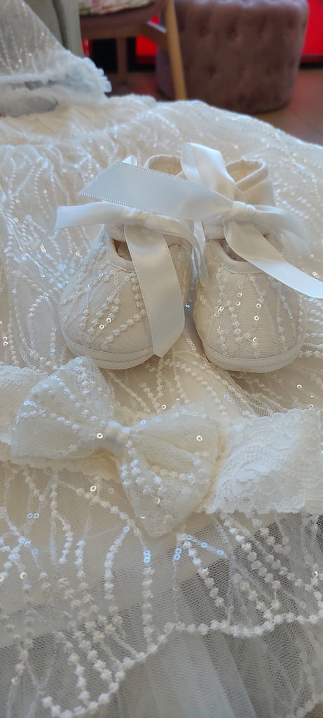 beaded lace silk christening dress girls baptism gown