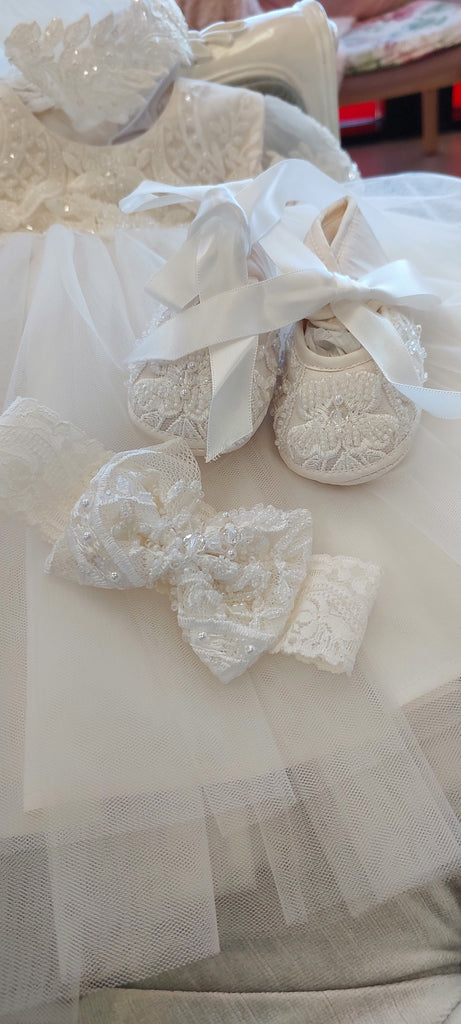 beaded lace silk christening dress girls baptism gown