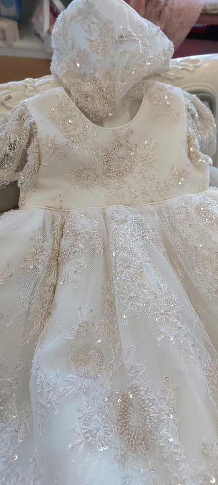 exclusive christening gown champagne beaded lace girls baptism gown dress