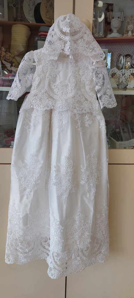 christening silk lace gown girls baptism gown baptism dress set lace booties lace gown