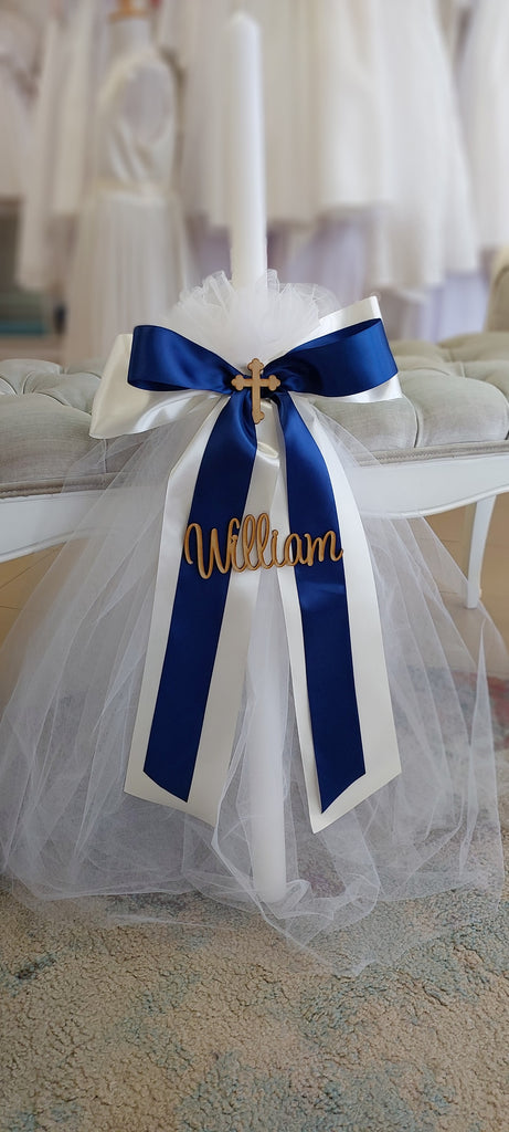 orthodox christening candle personalised with name