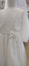 communion dress lace tulle pearl button first holy communion